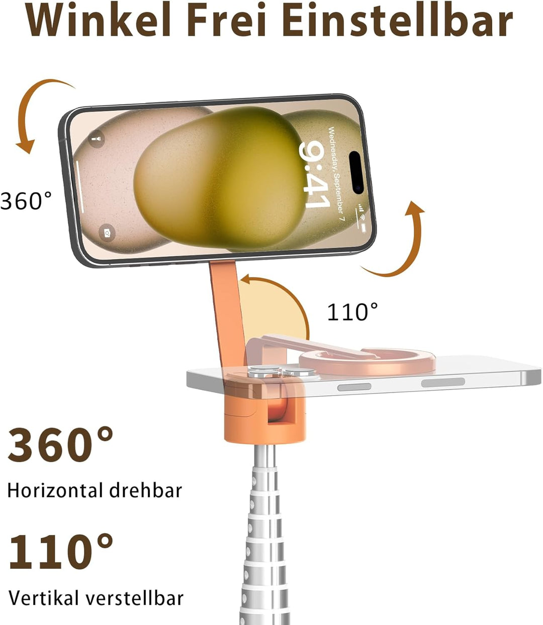 TONEOF 173cm Magnetisches Selfie Stick Stativ, Stark Magnetischer Aluminium Halter für Magsafe, 360°