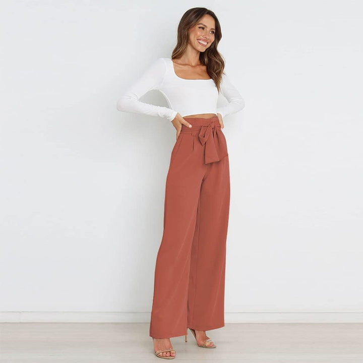 Odizli Damen Elegant High Waist Lang Weite Hose Sommer Business Festlich Anzughose mit Gürtel L Zieg