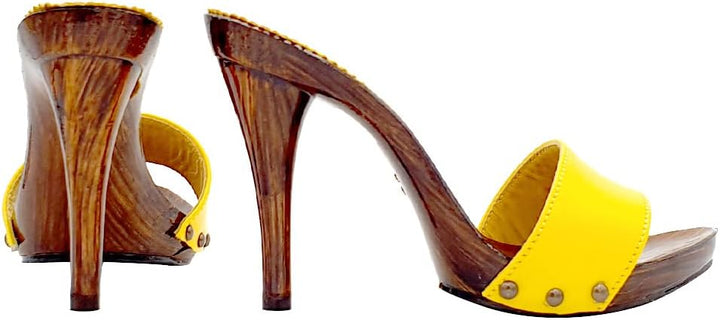 Kiara Shoes sexy Clogs aus Gerlb Leder - KM7203 GIALLO (40 EU, GELB) 40 EU Gelb, 40 EU Gelb