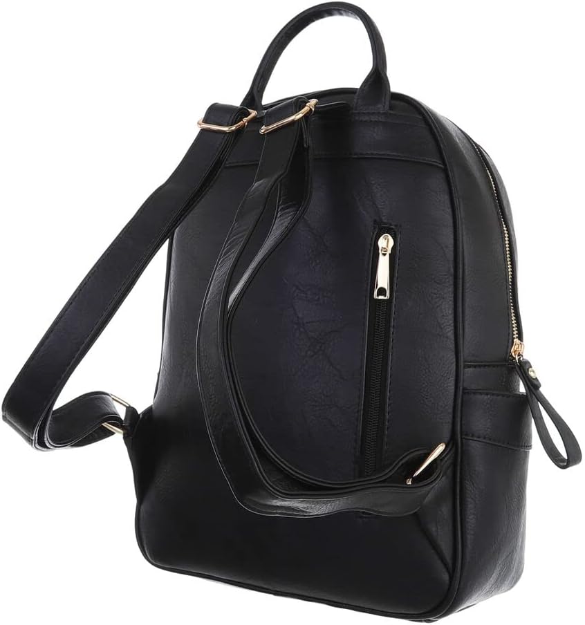 Ital Design KLEINE DAMEN RUCKSACK KUNSTLEDER USED OPTIK FREIZEITTASCHE Einheitsgrösse Schwarz, Einhe