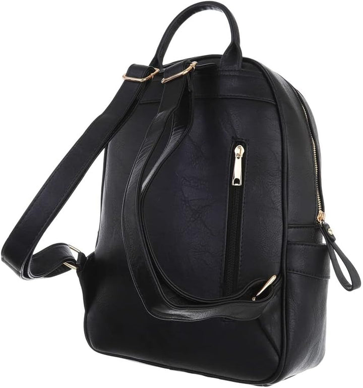Ital Design KLEINE DAMEN RUCKSACK KUNSTLEDER USED OPTIK FREIZEITTASCHE Einheitsgrösse Schwarz, Einhe