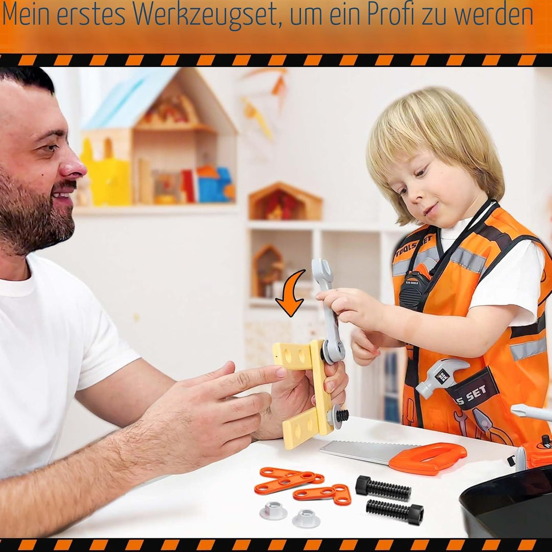 KidBloom Werkzeugkoffer Kinder Geschenk Junge 3 Jahre, Kinderspielzeug ab 3 Jahre mit Bohrmaschine u