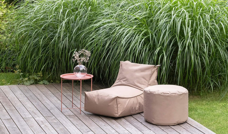 mokebo® Outdoor Pouf o. Hocker 60x40cm in Anthrazit mit schwarzer Schutzhülle &