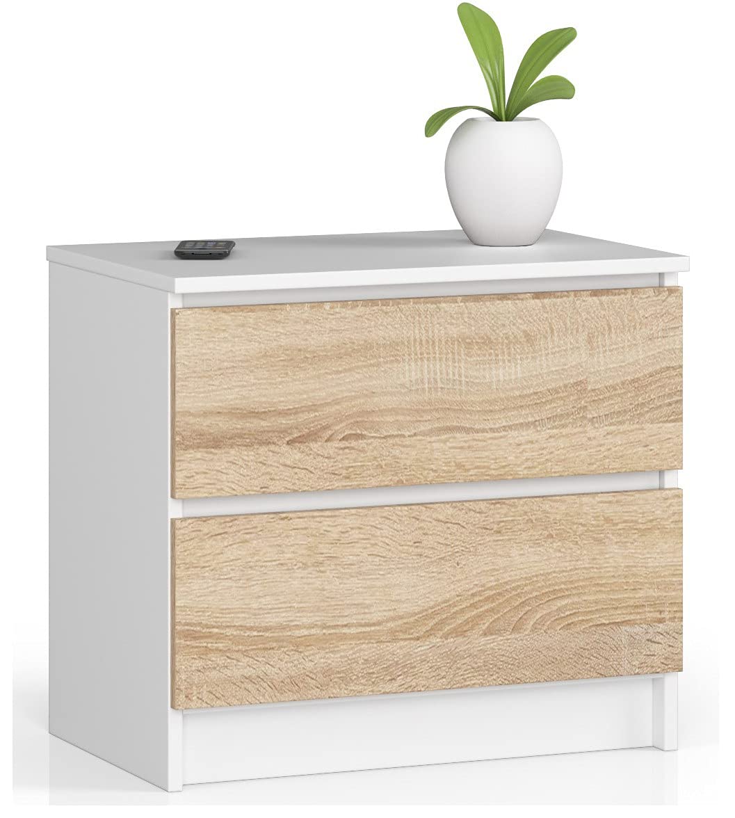 AKORD Kommode K60 mit 2 Schubladen | für das Wohnzimmer Schlafzimmer Schrank Büro Arbeitszimmer | Mo