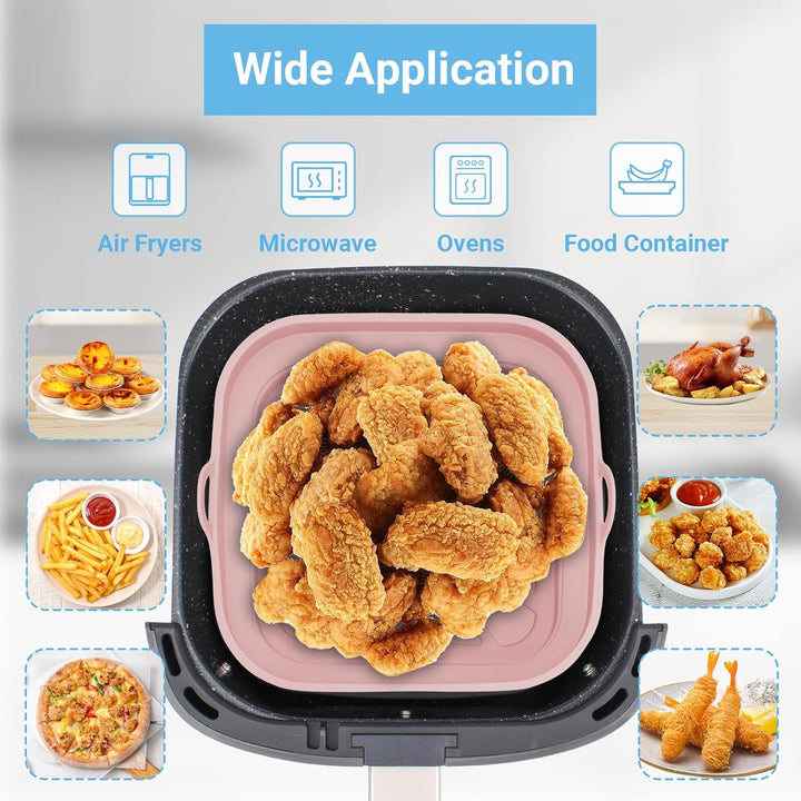 Alyvisun Silikonform für Heissluftfritteuse, 2 Stück Airfryer Silikon Backform Wiederverwendbar Sili