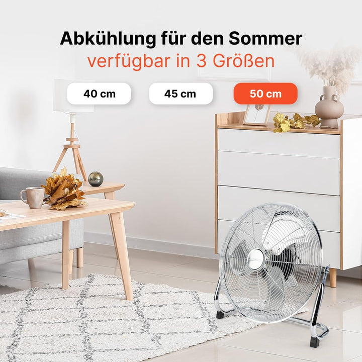 ProfiCare® XL Windmaschine mit 50 cm Ø | Ventilator verstellbarer Winkel | Bodenventilator 3 Stufen