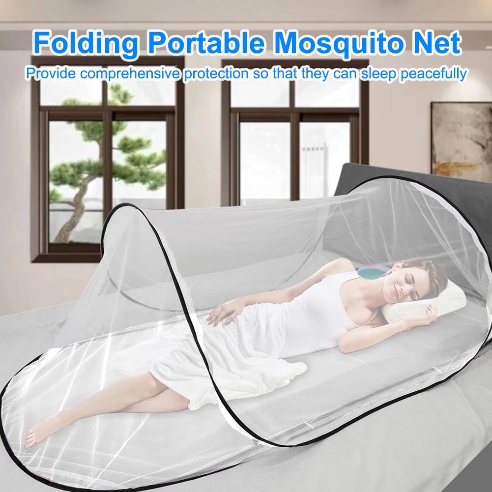 Moskitonetz Reise Pop-Up & Faltbare 200x80x56cm, Tragbare Campingzelt Moskitonetz mit Zip für Campin
