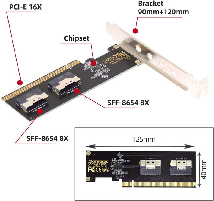 Cablecc Slimline Dual SFF-8654 8X 4 NVME auf PCIE Express 3.0 4.0 Raid Card VROC Raid0 Hyper Adapter