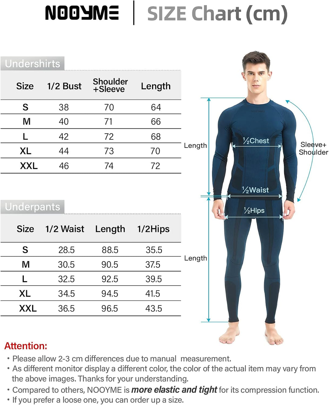 NOOYME Thermounterwäsche Herren Elastisch Funktionsunterwäsche Herren Weich Thermo Unterwäsche Männe