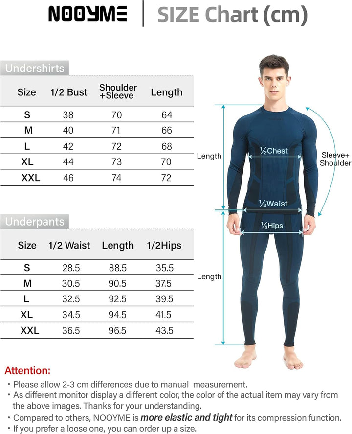 NOOYME Thermounterwäsche Herren Elastisch Funktionsunterwäsche Herren Weich Thermo Unterwäsche Männe