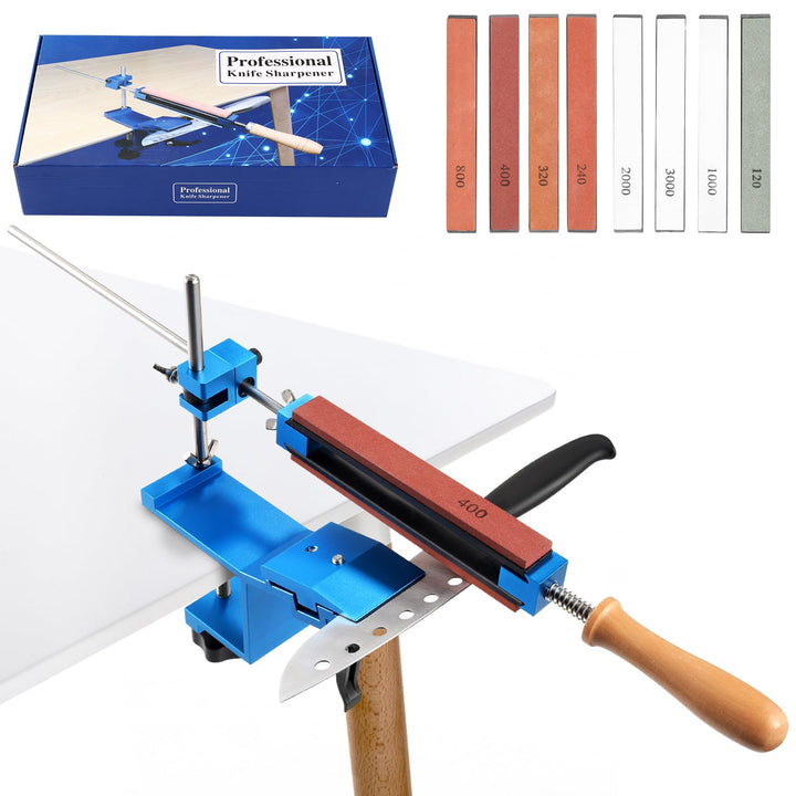 Professioneller manueller Messerschärfer, Schleifsystem mit festem Winkel, mit 4 Schleifsteinen + 4