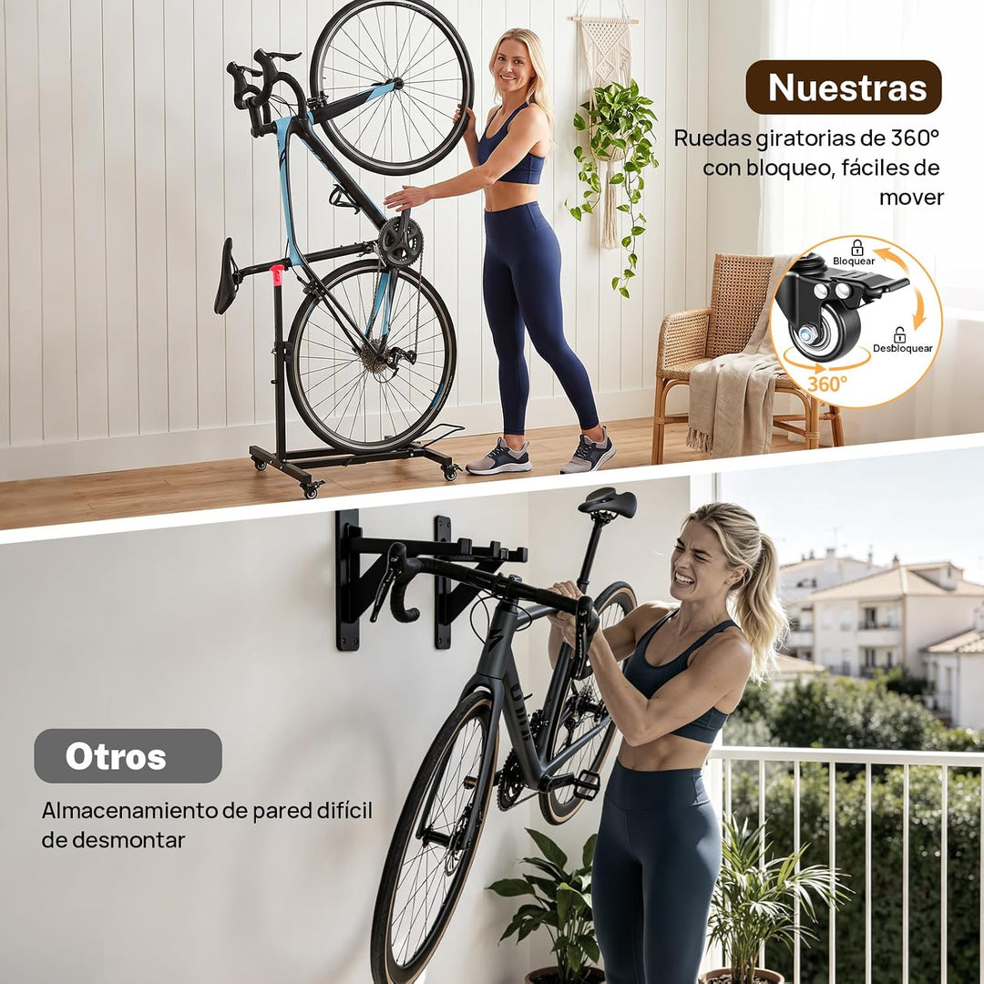 Vertikaler Fahrradständer, Freistehender Indoor-Fahrradständer Aufrechter Fahrradbodenständer mit ei