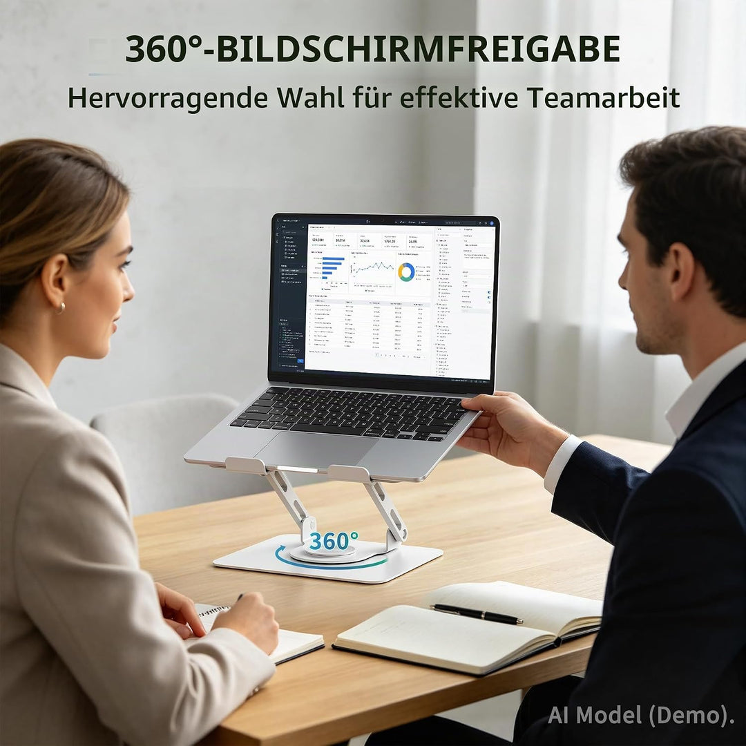 SOUNDANCE Laptopständer mit 360° drehbarer Basis, Ergonomische Computererhöhung für Schreibtisch, Ei