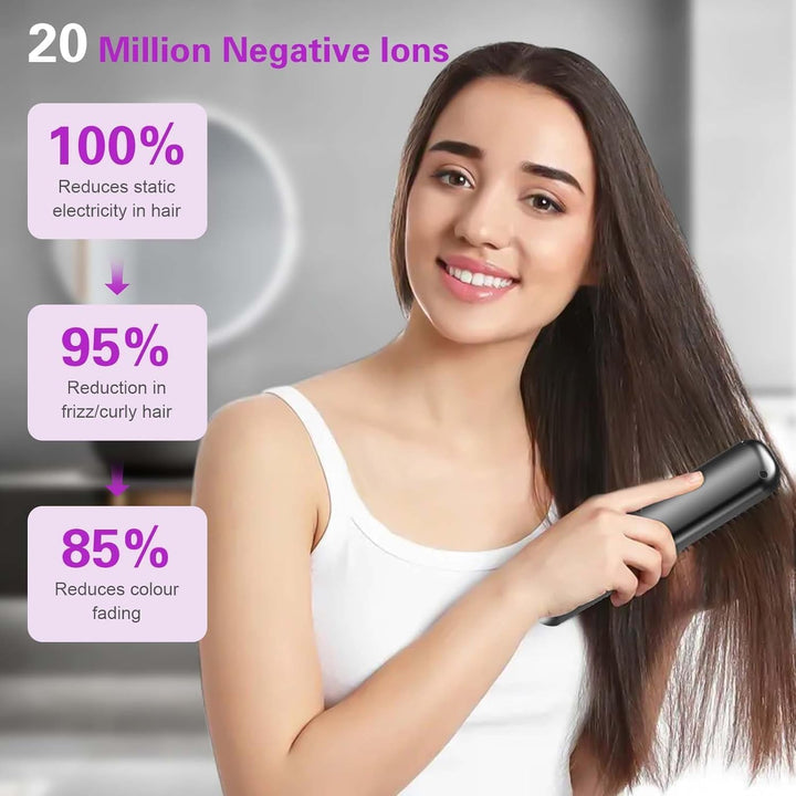2-in-1 Glättbürste Kabellos, Haarbürste Elektrisch Damen, Stylingbürste für Kurze Langes Haare, Trag