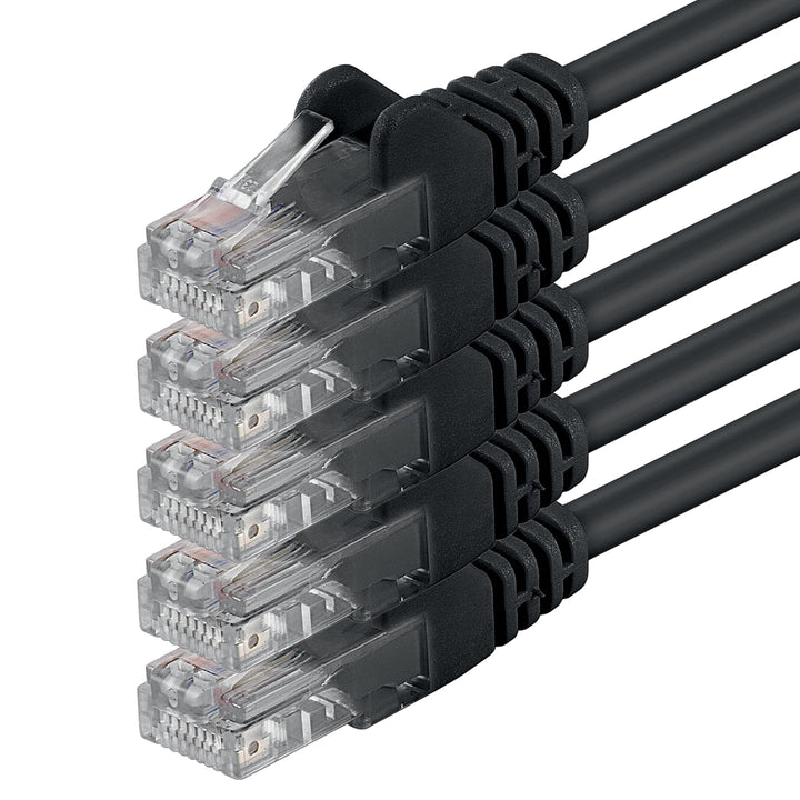 1aTTack.de 5m - schwarz - 5 Stück - (PACK) - CAT.6 CAT6 Ethernet-LAN-Netzwerk-Kabel 1000 Mbit/s Patc