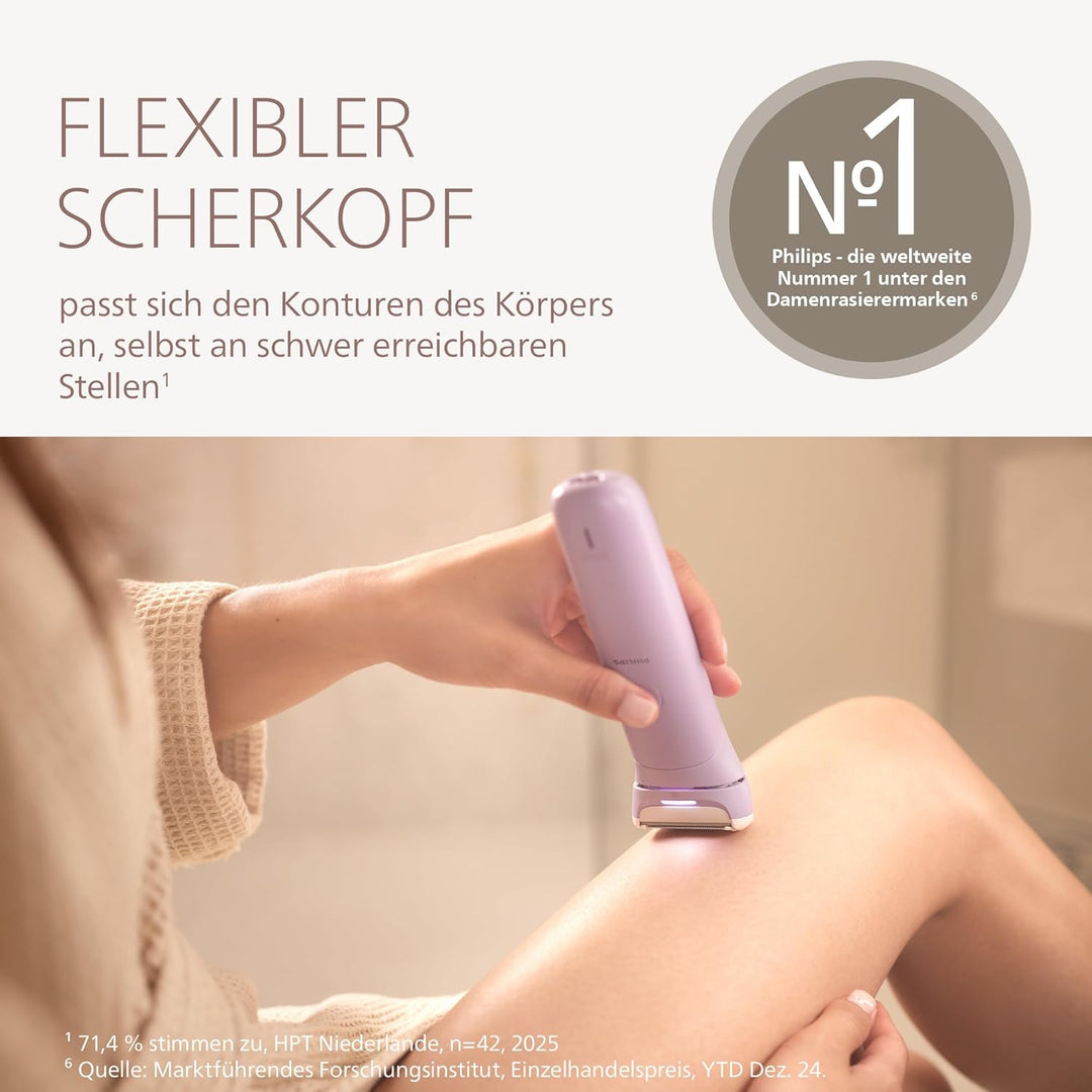 Philips Lady Shaver Series 8000 - kabelloser elektrischer Rasierer, nass und trocken, 3-Klingen-Syst