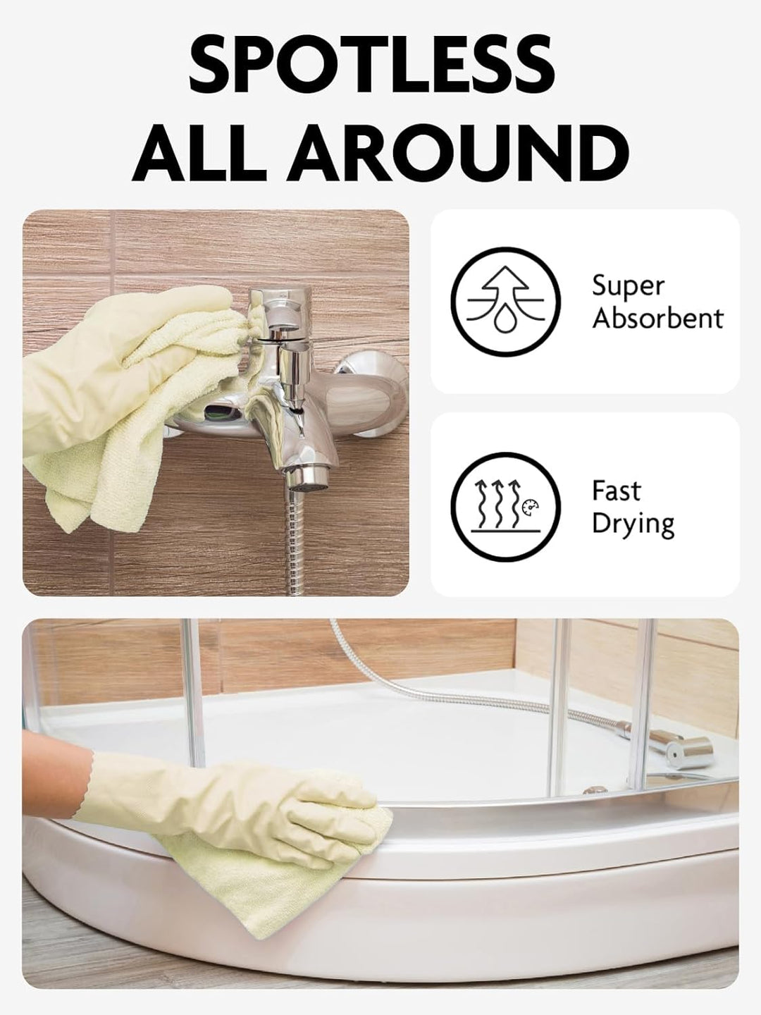 Fantasticlean Mikrofaser Reinigungstücher, 75 Stück pro Rolle Abreissbare Putztücher, Wiederverwendb