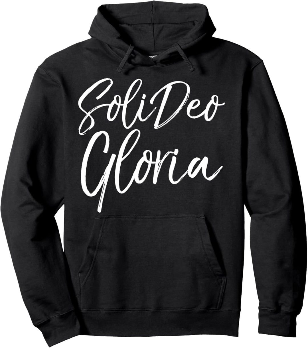 Christian Saying Glory to God Along Latin Soli Deo Gloria Pullover Hoodie