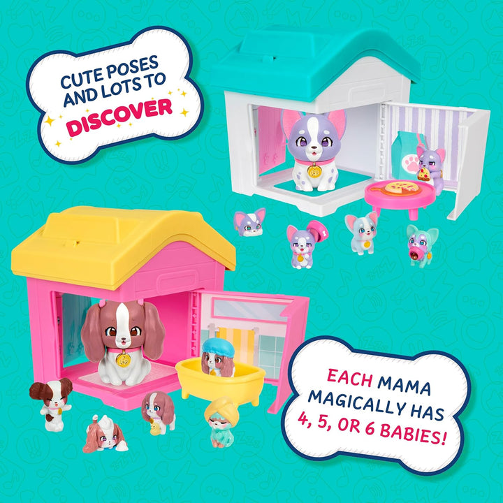 Little Live Pets Mama Surprise Families – Mamas Hütte-Packung, Bulldogge & Spaniel, 2 Hütten & Welpe