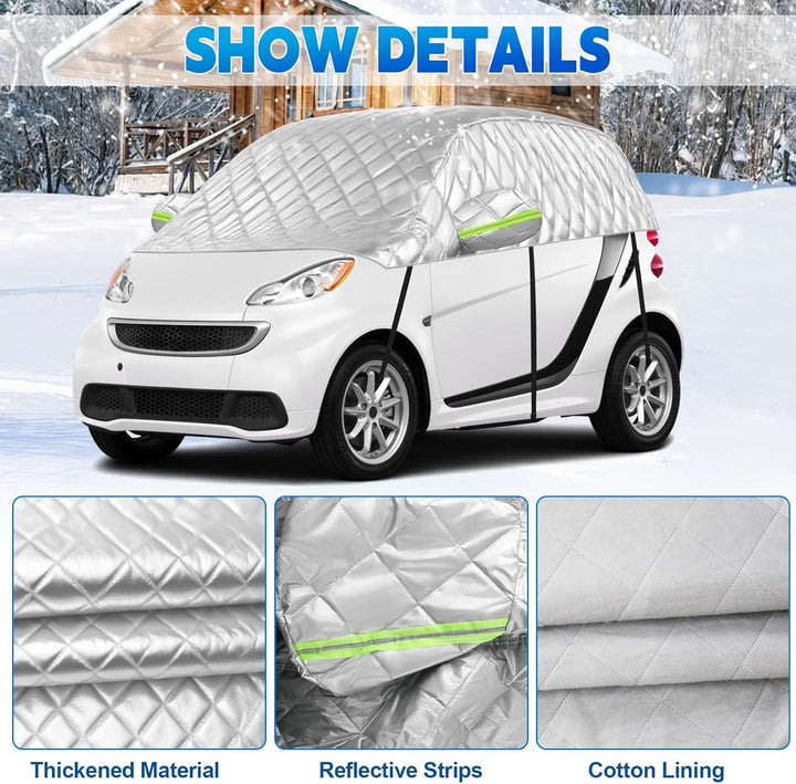 Hagelsichere Autoabdeckung Winter Passend für Smart Fortwo 2006-2025, Auto Halbgarage Abdeckplane Wa