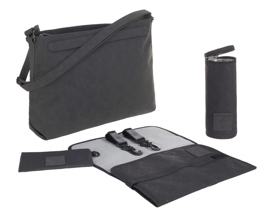 LÄSSIG Baby Wickeltasche Umhängetasche mit Zubehör veganes Leder/Tender Shoulder Bag anthracite, Ant