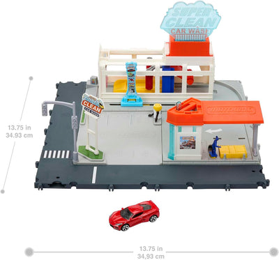 Matchbox Super Clean Autowaschanlage - erweiterbares Spielset mit spannenden Details, inklusive 1 Au