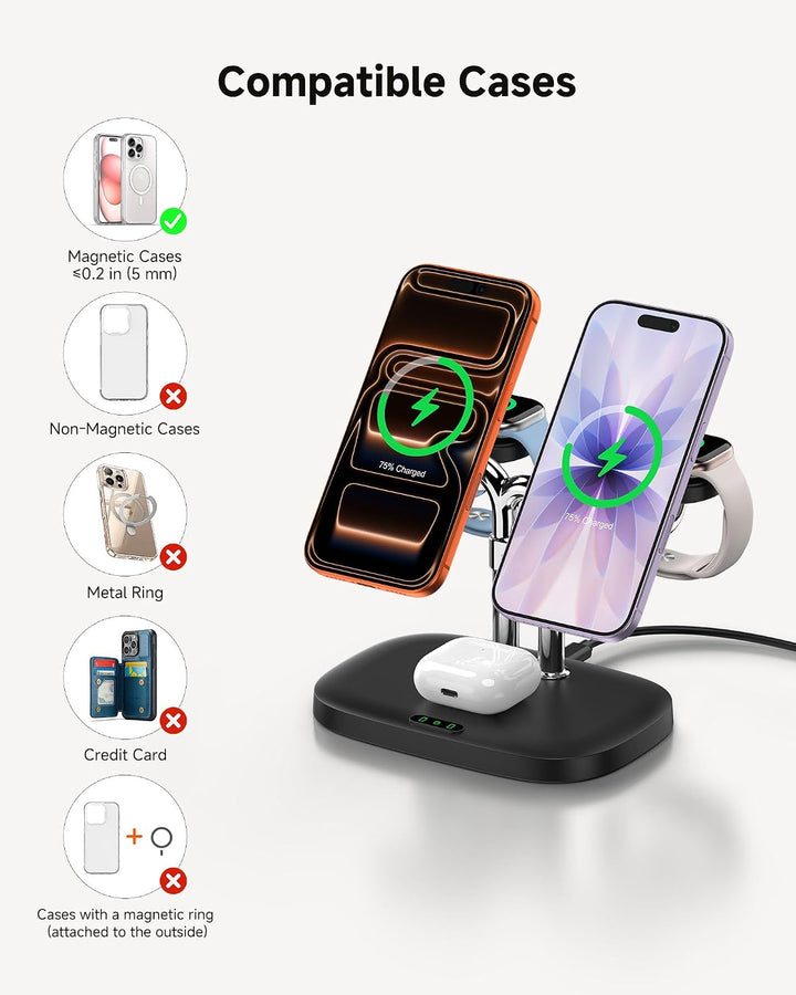 5-in-1 Kabellose Ladestation für Apple Geräte, Doppel Magnetisches Ladegerät für iPhone Air/17/16/15
