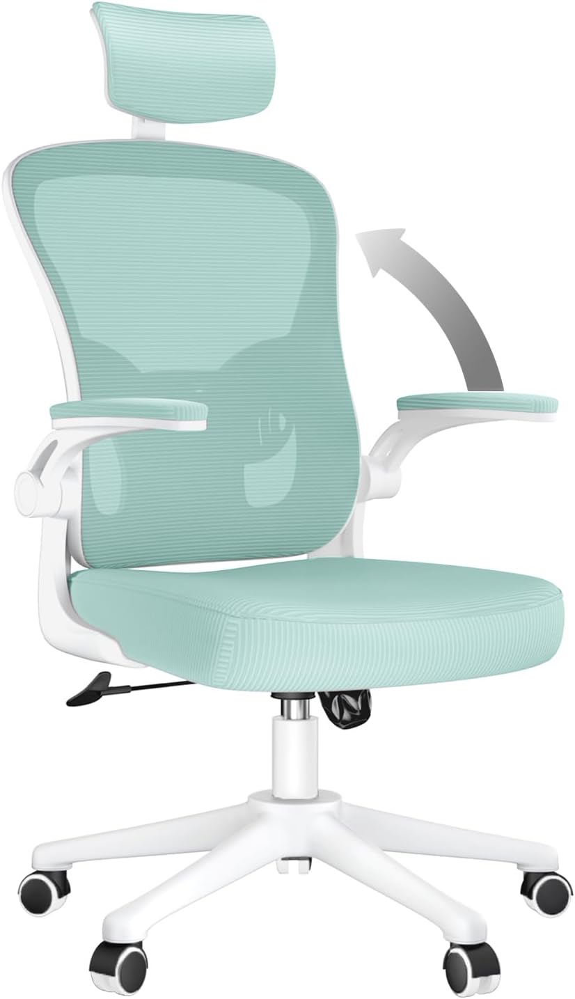 rattantree Ergonomischer Bürostuhl, Schreibtischstuhl mit Verstellbarer Kopfstütze, Armlehnen und Le