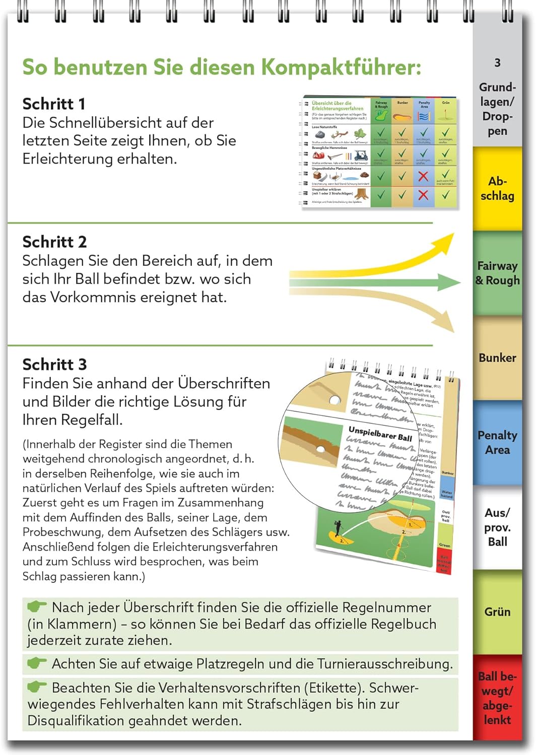 Golfregeln kompakt 2023-2026: Der praktische Regelführer zur Verwendung auf dem Platz, Spiralbindung