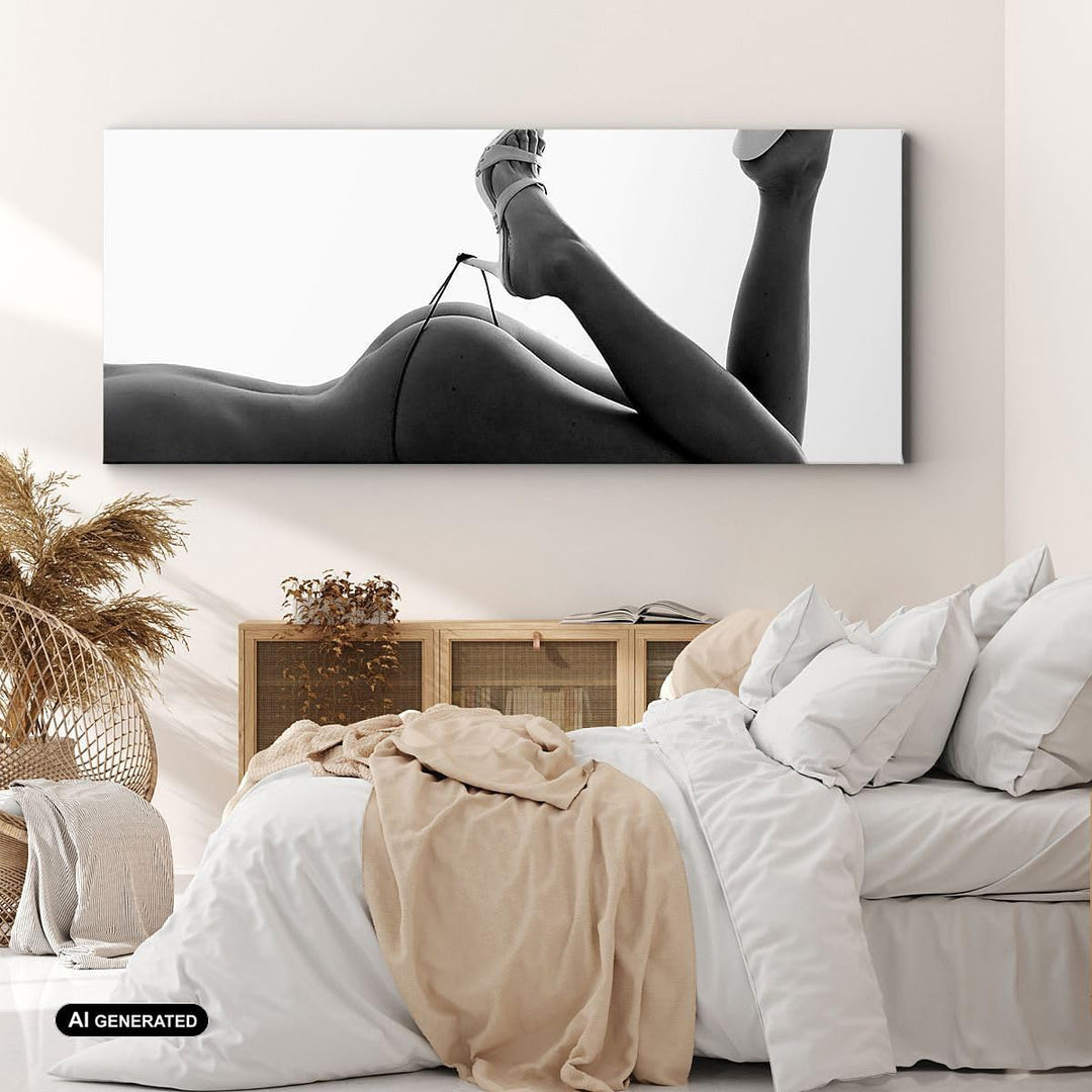 Panorama Bilder auf Leinwand Frau Akt Pose Leinwandbild mit Rahmen 90x30cm Wandbilder Dekoration Woh