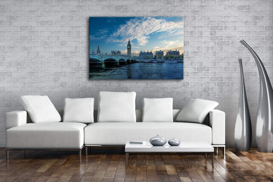 deyoli Skyline London Format: 80x60 als Leinwandbild, Motiv fertig gerahmt auf Echtholzrahmen, Hochw