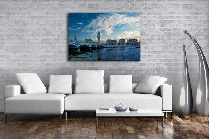 deyoli Skyline London Format: 60x40 als Leinwandbild, Motiv fertig gerahmt auf Echtholzrahmen, Hochw