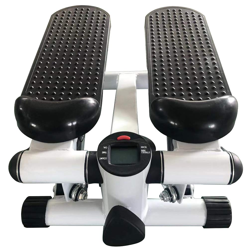 Mini Stepper Fitnessgerät für Zuhause, Hydraulischer Heimtrainer mit Widerstandsbändern & LCD Displa