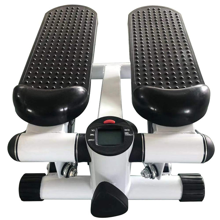 Mini Stepper Fitnessgerät für Zuhause, Hydraulischer Heimtrainer mit Widerstandsbändern & LCD Displa