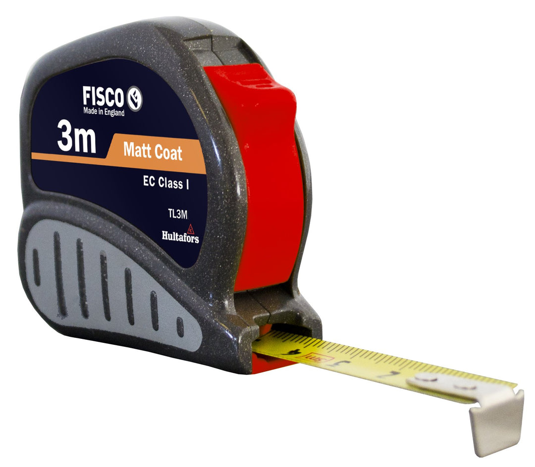 Fisco Tri-Lok Profi-Rollbandmass, Klasse I, ABS, Gummigriff, Breite 13 mm, Länge 3 m