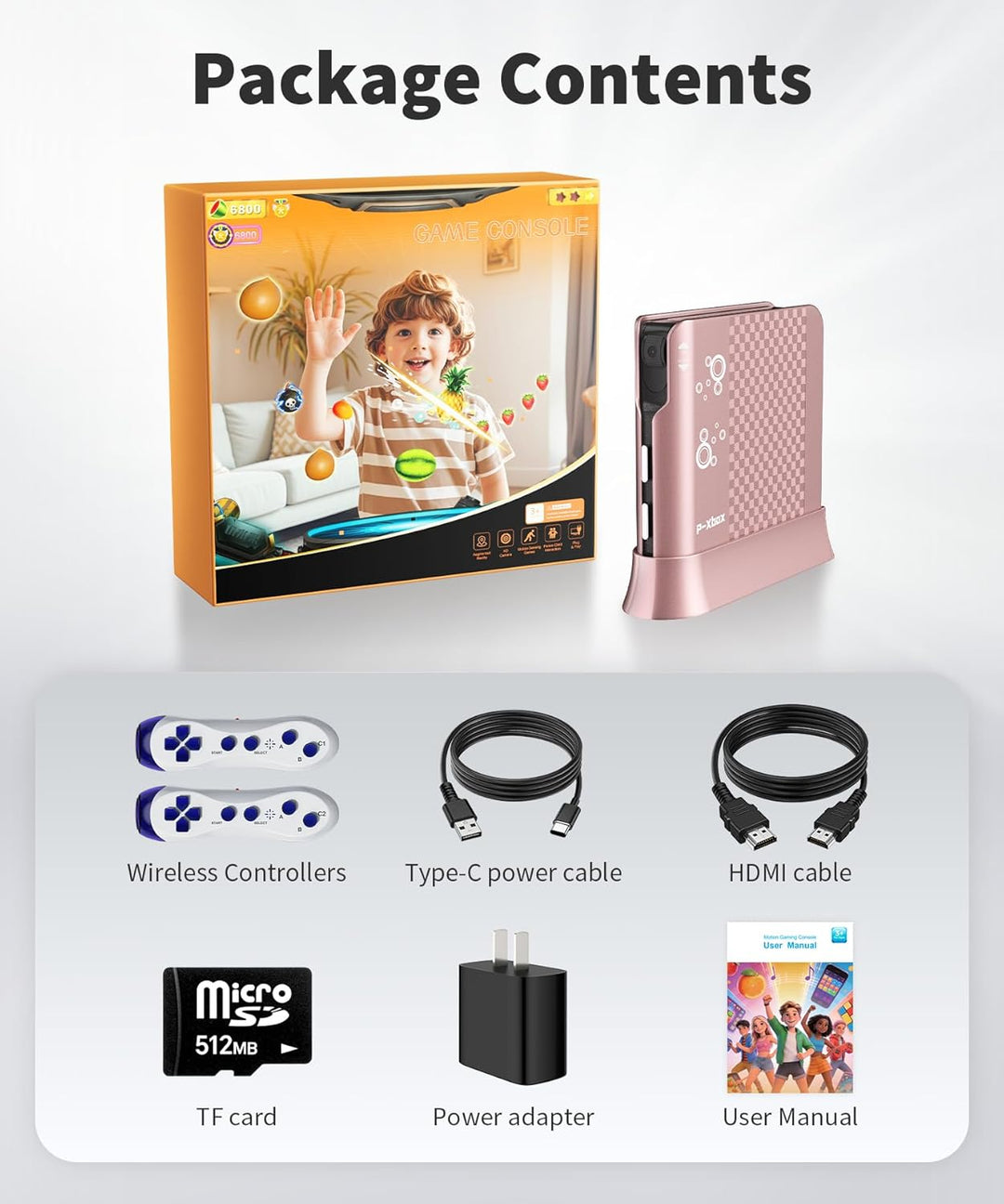 Spielkonsole für Kinder mit Bewegungsspielen, Plug & Play TV-Spielkonsole, ideal für Indoor-Bewegung