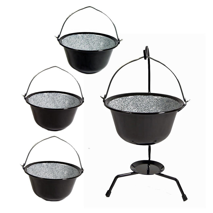 4er Set 0,8L Gulaschkessel Emaille und Kesselständer = 14,98€/Set