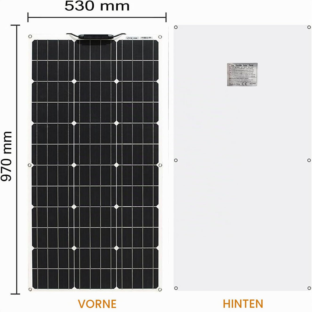 Aysolar 200W 12V Solarpanel Flexibel 2x100W Monokristalline Solarmodul für 12V/24V Batterien Wohnmob