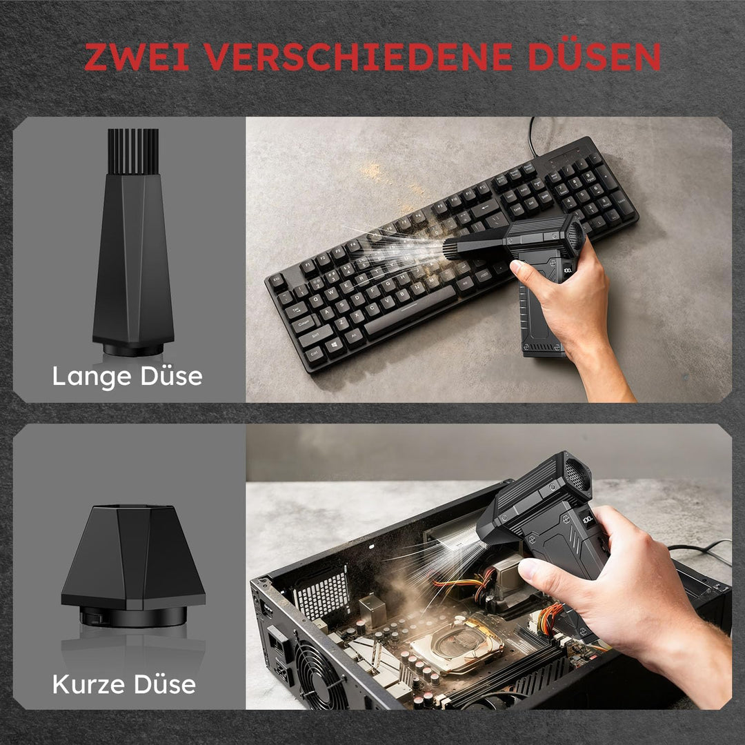 Anruzon Electric Air Duster, 350000RPM Super Power Elektrische Staubgebläse mit 12000 mAh Akku Compr
