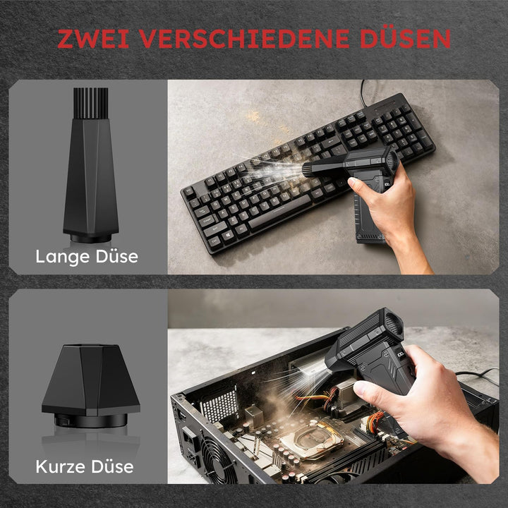 Anruzon Electric Air Duster, 350000RPM Super Power Elektrische Staubgebläse mit 12000 mAh Akku Compr