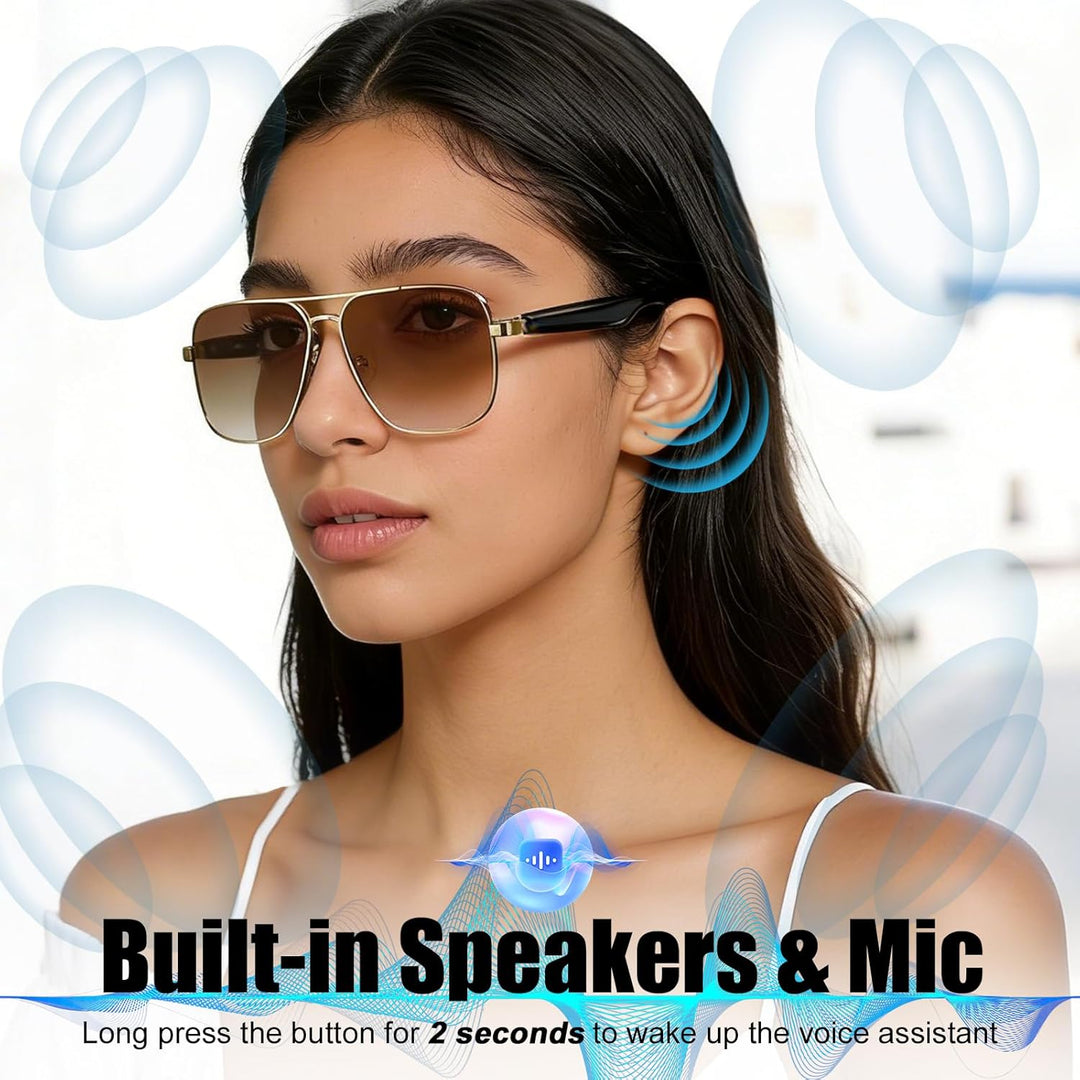 Bluetooth Audio Sonnenbrille mit UV400 Polarisationsgläsern, Open-Ear-Lautsprechern & Mikrofon,Smart