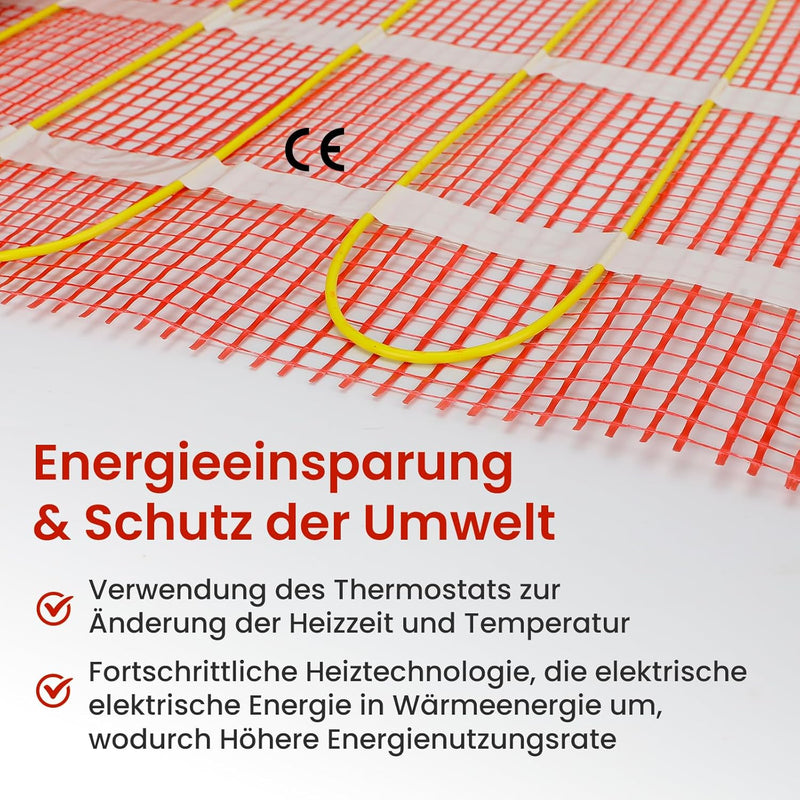 HEATIT 1 ㎡ Fussbodenheizungsmatte Elektrisch strahlendes selbstklebendes Fussbodenheizungssystem 150