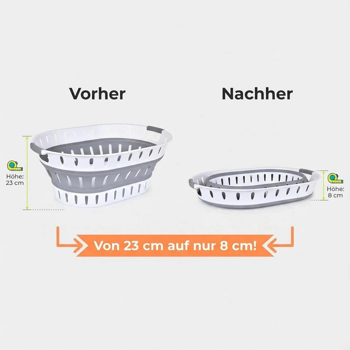 König Design Faltbarer Wäschekorb 36 Liter, robust, hochwertig, platzsparend, 60 x 43,5 x 23 cm, Gra