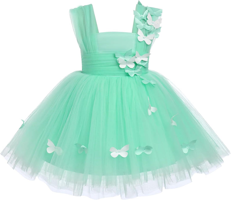 FYMNSI Baby Mädchen Prinzessin Kleid Blumenmädchenkleid Taufkleid Kleinkinder Schmetterling Festlich