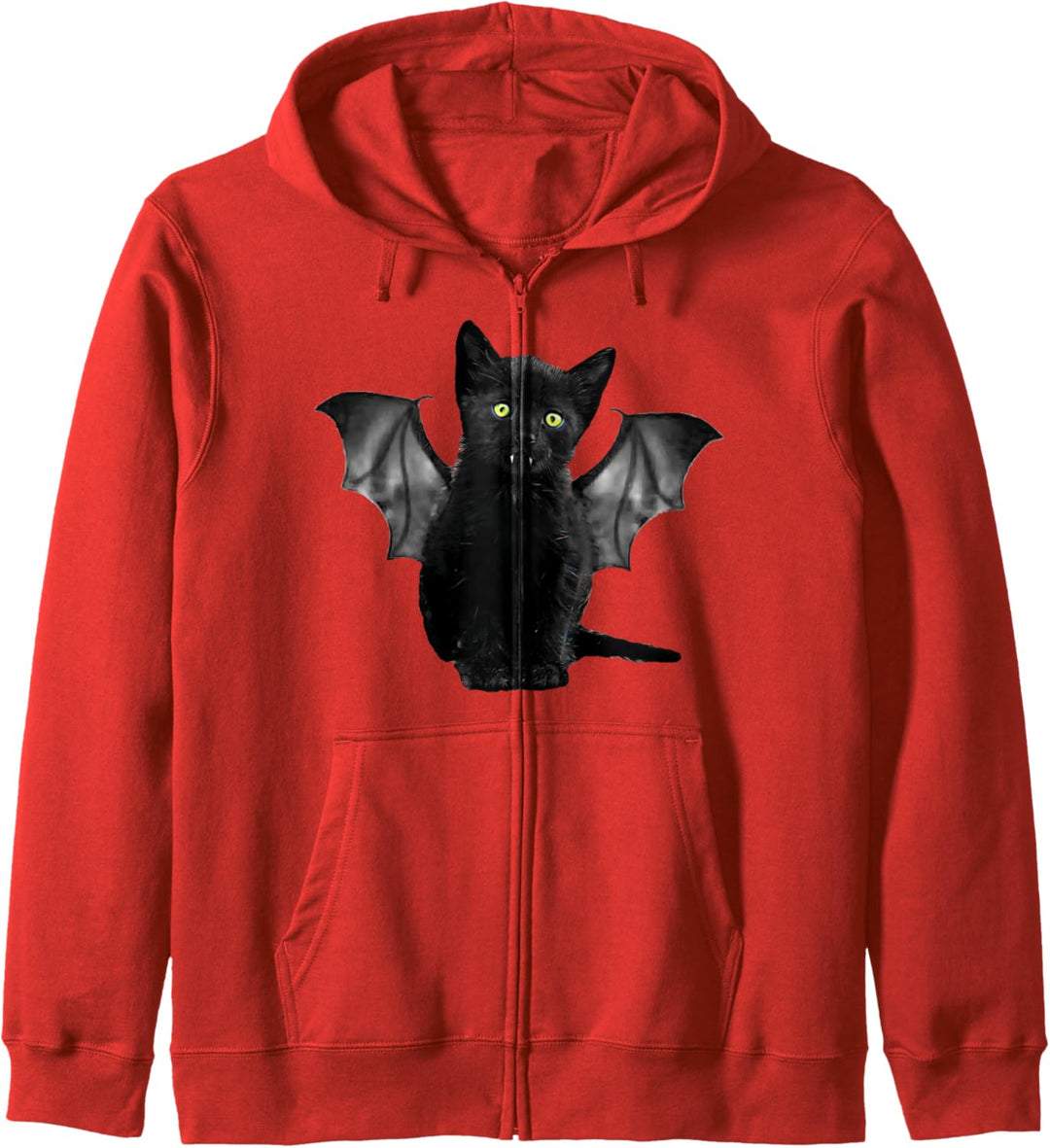 Lustiges Halloween-T-Shirt mit Fledermauskatze und schwarzer Katze Kapuzenjacke