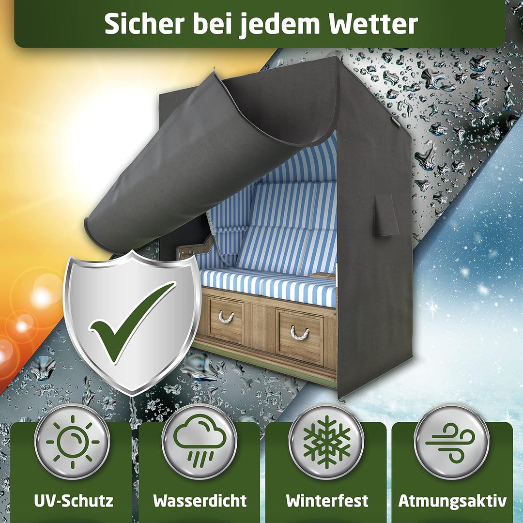WALDNER Strandkorb Schutzhülle | Oxford 600D | Abdeckung Strandkorbhülle Abdeckhaube Abdeckplane | w