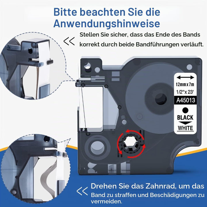 4 x Upwinning A45013 45013s 45013 Black White als Ersatz für Dymo D1 Etikettenband 12mm x 7m S072053