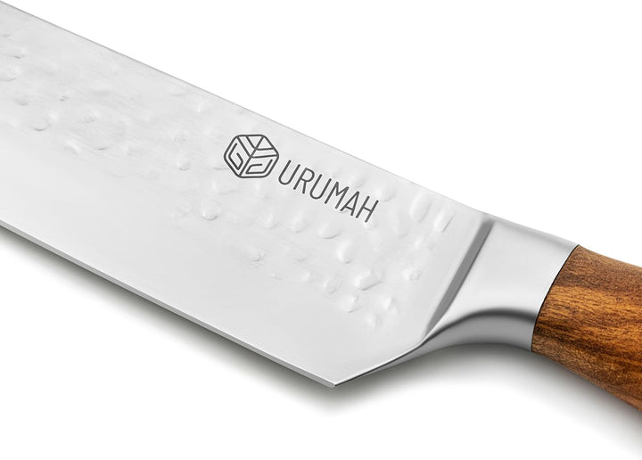 URUMAH Kochmesser 33cm - Griff aus italienischem Olivenholz - Scharfes Küchenmesser - Klinge aus hoc