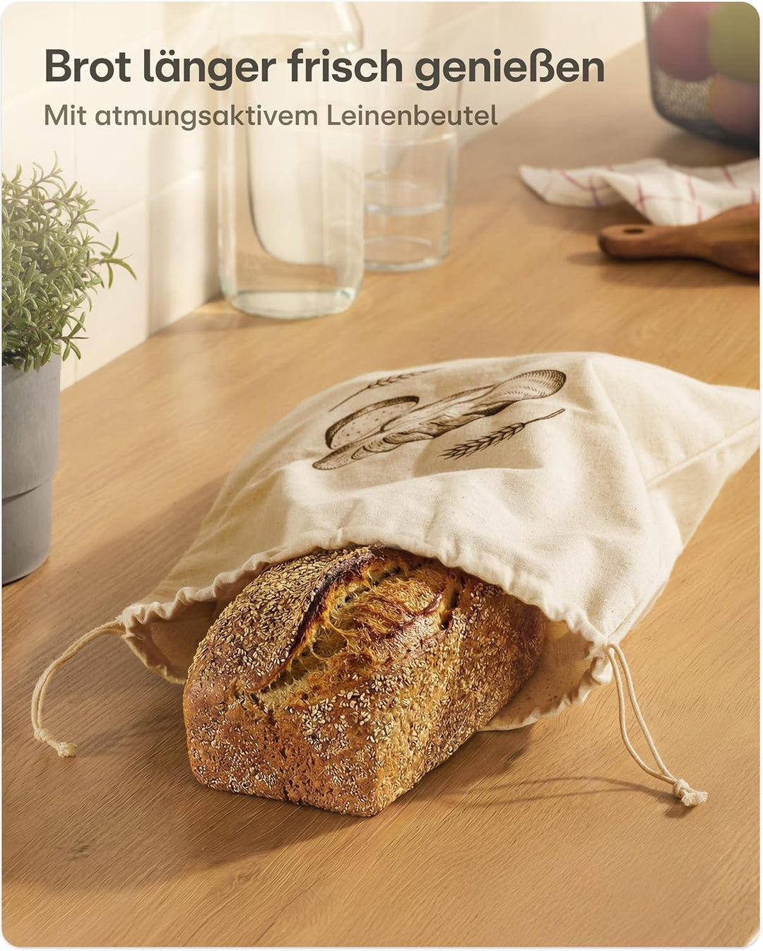 Praknu Gusseisen Topf für Brot Backen Set - 28cm Brotbacktopf mit Gärkorb und Brotbeutel – Bräter mi