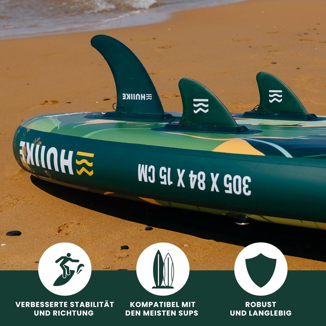 HUIIKE Sup Finne Stand Up Paddle 3 Stück Abnehmbare Ersatz Finne Sup mit Sicherheitsschloss, Stand U